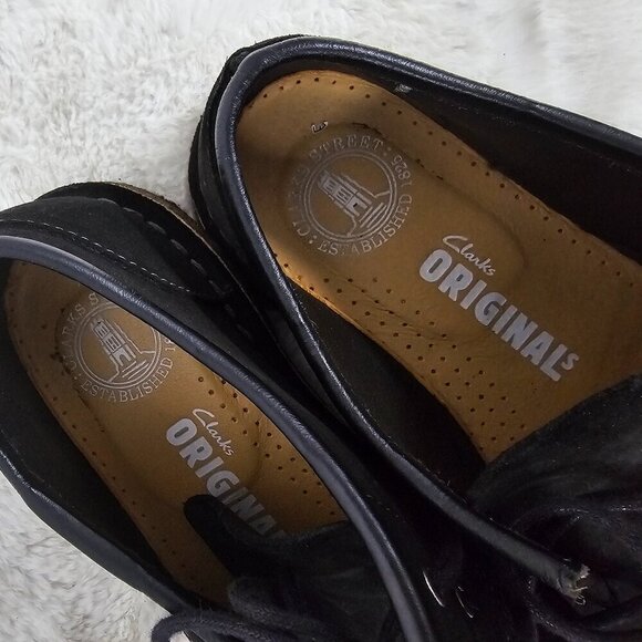 Clarks Black Suede Creepers Chukkas Men's 7 Women's 8.5 - Picture 9 of 12